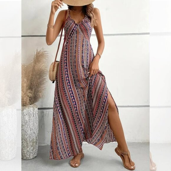 Brown Boho Hippie Maxi Dress - Picture 4 of 7